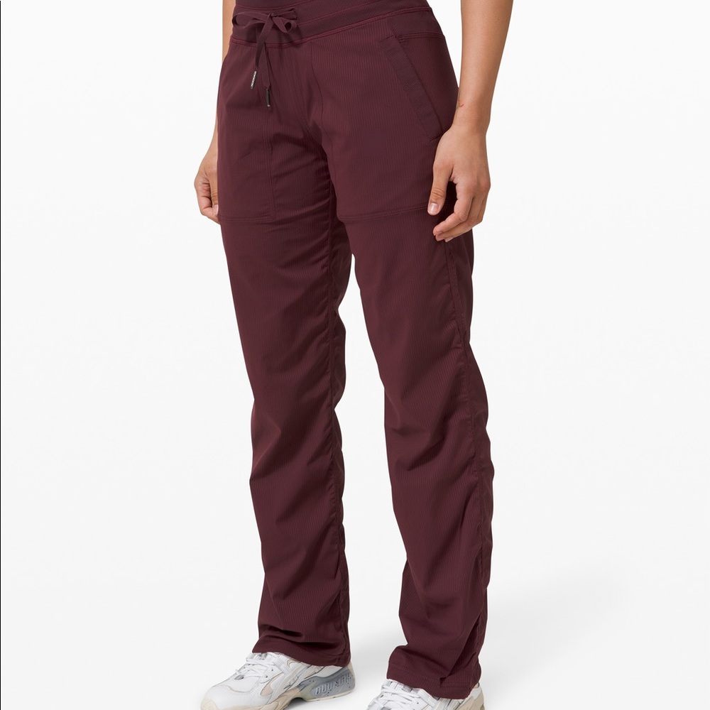 Lululemon unlined studio pants burgundy size 8
